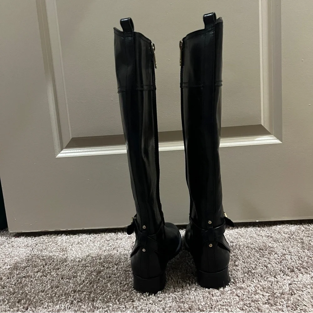 Tory Burch Equestrian Boots Black Leather 6M